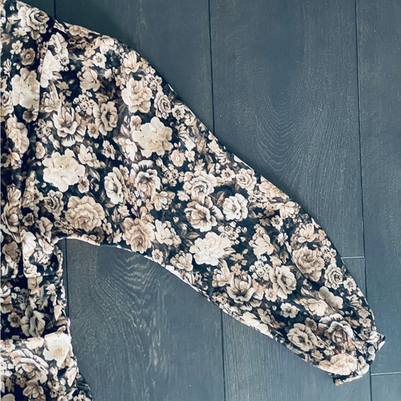 ZARA Floral Metallic Long Sleeve Mini Dress - Picture 7 of 14